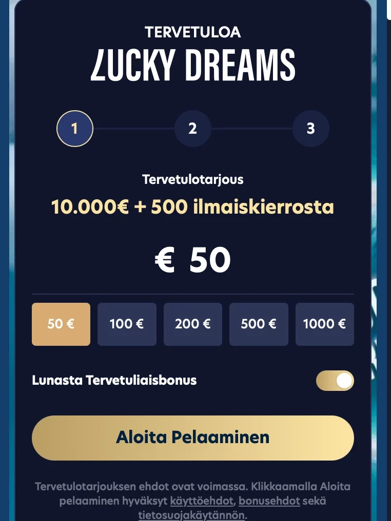 Lucky Dreams talletusmenetelmät ja maksut