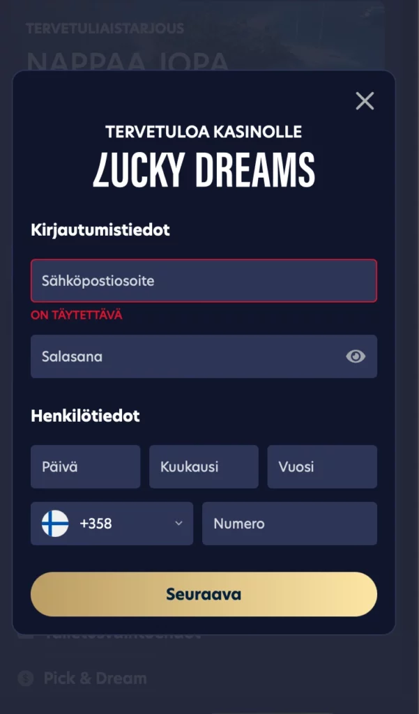 Rekisteröityminen ja kirjautuminen mobiilisovelluksessa